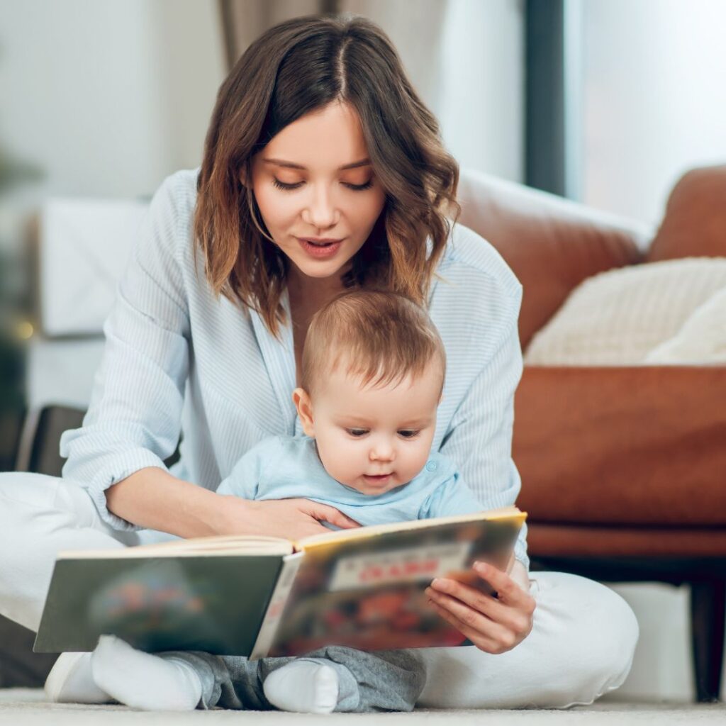 Mom and baby reading