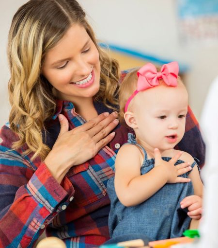 Mom and baby using play to foster speech and language skills